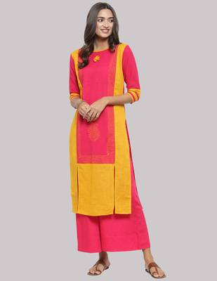 Pink Cotton printed QUARTER SLEEVE kurti 1