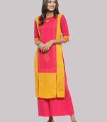 Pink Cotton printed QUARTER SLEEVE kurti