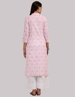 Pink Cotton printed QUARTER SLEEVE kurti 2