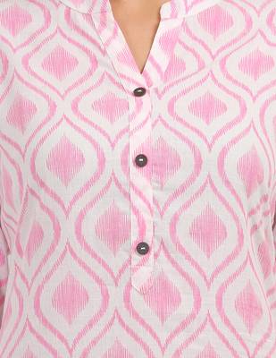 Pink Cotton printed QUARTER SLEEVE kurti 3