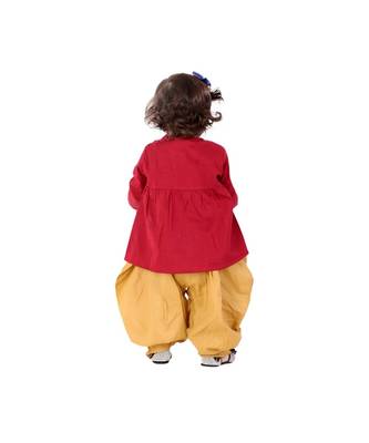 Chakori Elephant Embroidery Jhabla With Dhoti   Sibling Set yellow 3