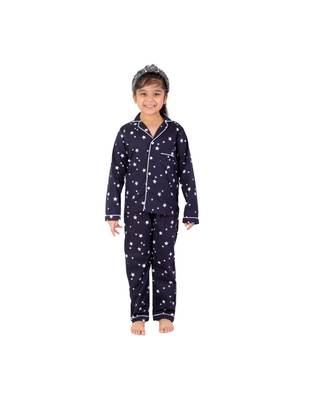 Chakori Star Print Full Sleeves Night Suit  Blue 2