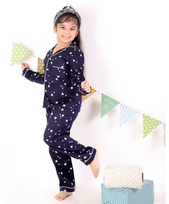 Chakori Star Print Full Sleeves Night Suit  Blue 4