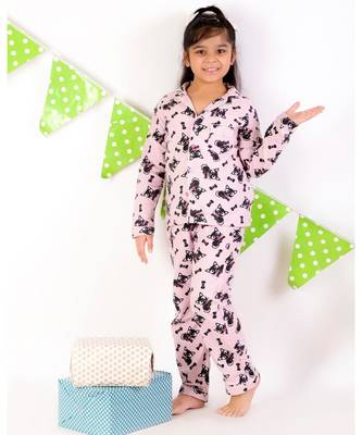 Chakori Cat Full Sleeves Winter  Night Suit  Pink 4