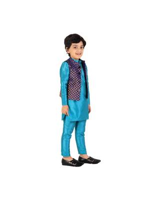 CHAKORI Party Wear Kurta Pyjama Jacket   Blue 4