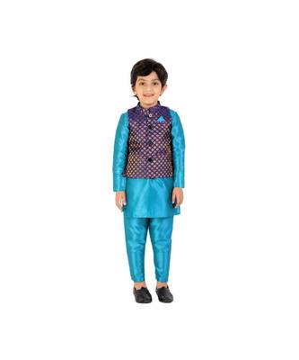 CHAKORI Party Wear Kurta Pyjama Jacket   Blue 5