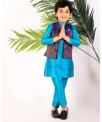 CHAKORI Party Wear Kurta Pyjama Jacket   Blue 1