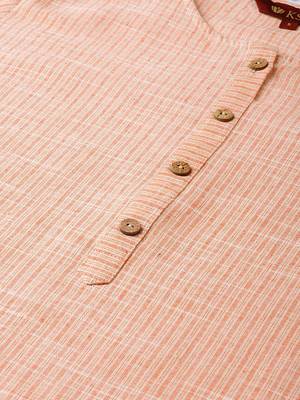 Beige Cotton Striped QUARTER SLEEVE kurti 3