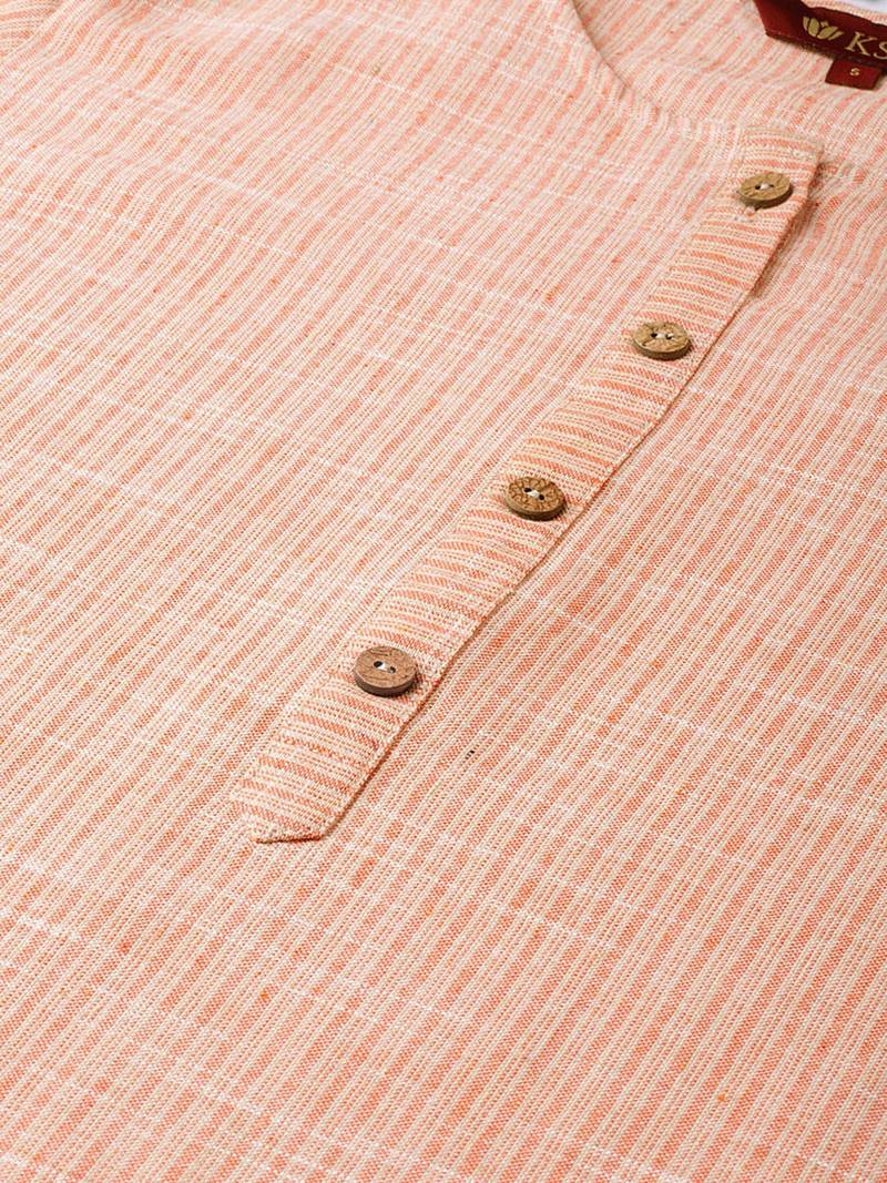 Beige Cotton Striped QUARTER SLEEVE kurti