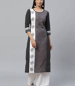 grey Cotton printed QUARTER SLEEVE kurti