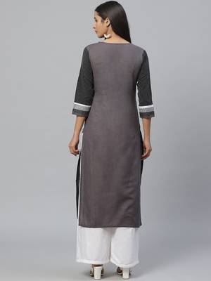 grey Cotton printed QUARTER SLEEVE kurti 2