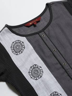grey Cotton printed QUARTER SLEEVE kurti 3