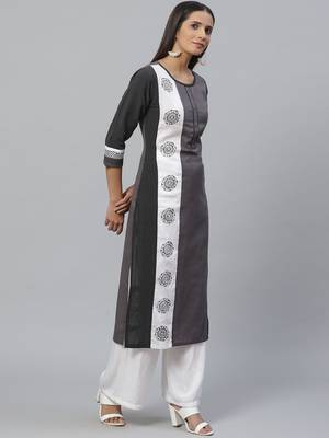 grey Cotton printed QUARTER SLEEVE kurti 4