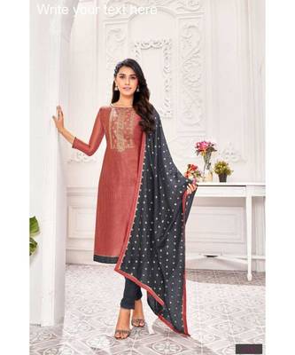 Pink embroidery modal butti unstitch straight fit churidar salwar suits 1