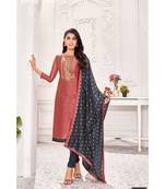 Pink embroidery modal butti unstitch straight fit churidar salwar suits