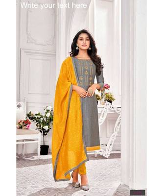 Grey embroidery modal butti unstitch straight fit churidar salwar suits 1