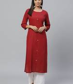 maroon Cotton plain QUARTER SLEEVE kurti