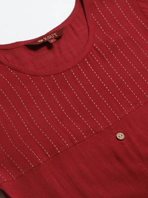 maroon Cotton plain QUARTER SLEEVE kurti 3