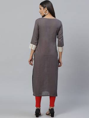 grey Cotton printed QUARTER SLEEVE kurti 2