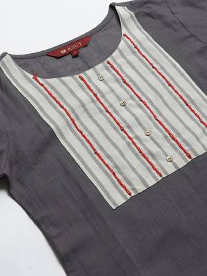grey Cotton printed QUARTER SLEEVE kurti 3