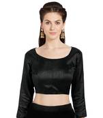 Black Solid Art Silk Readymade Saree Blouse