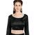 Black Solid Art Silk Readymade Saree Blouse
