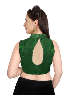 Green Solid Art Silk Readymade Party Saree Blouse 2