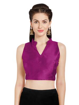 Pink Solid Art Silk Readymade Party Saree Blouse 1