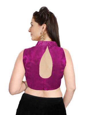 Pink Solid Art Silk Readymade Party Saree Blouse 2