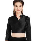 Black Solid Art Silk Readymade Party Saree Blouse