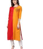 Red Cotton printed QUARTER SLEEVE kurti