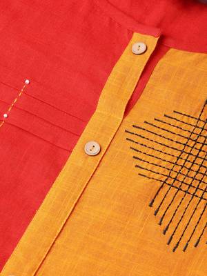 Red Cotton printed QUARTER SLEEVE kurti 3