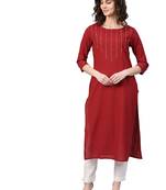 Maroon Cotton plain QUARTER SLEEVE kurti