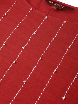 Maroon Cotton plain QUARTER SLEEVE kurti 3