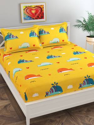 Florida Microfibre King Size Kids Bedsheet (Yellow, 235x275 CM) 1