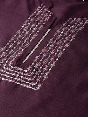Purple Cotton plain QUARTER SLEEVE kurti 3