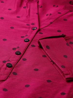 Pink Silk printed QUARTER SLEEVE kurti 3