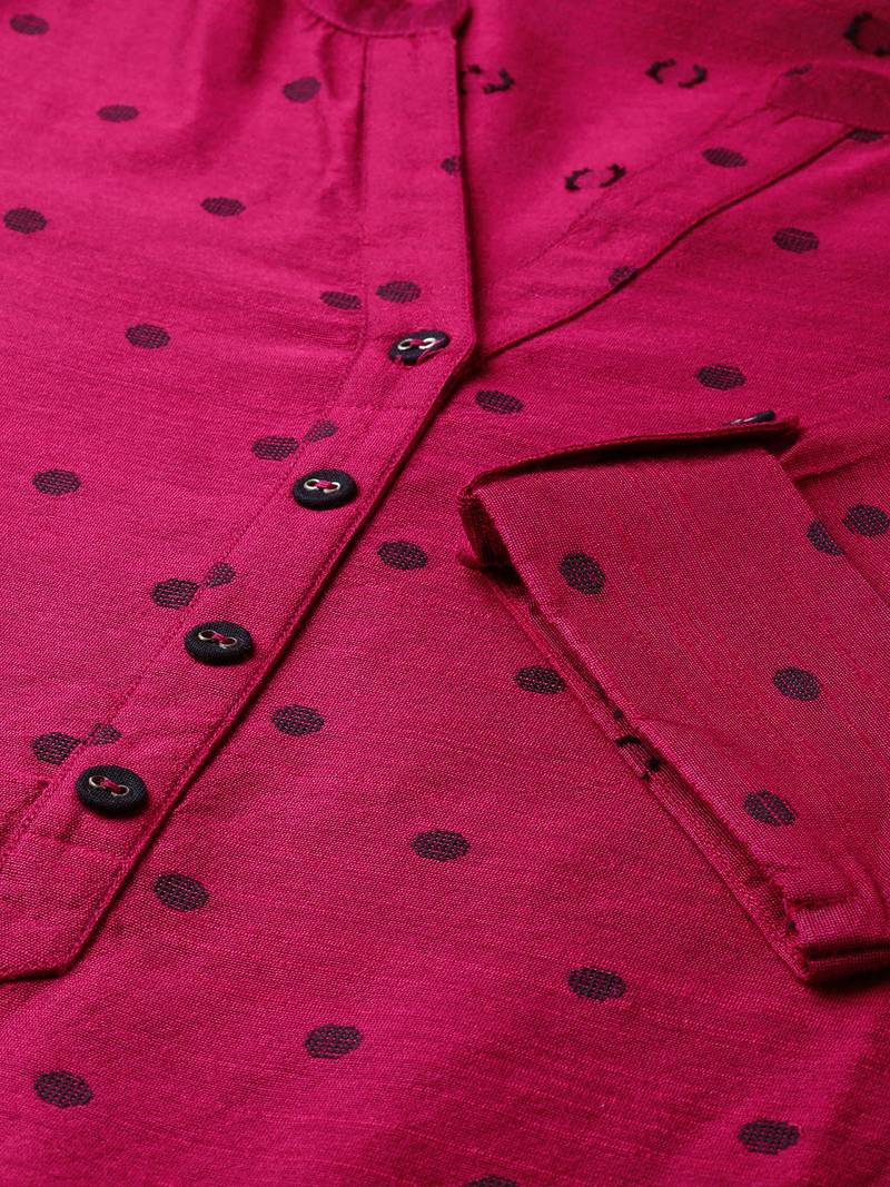 Pink Silk printed QUARTER SLEEVE kurti