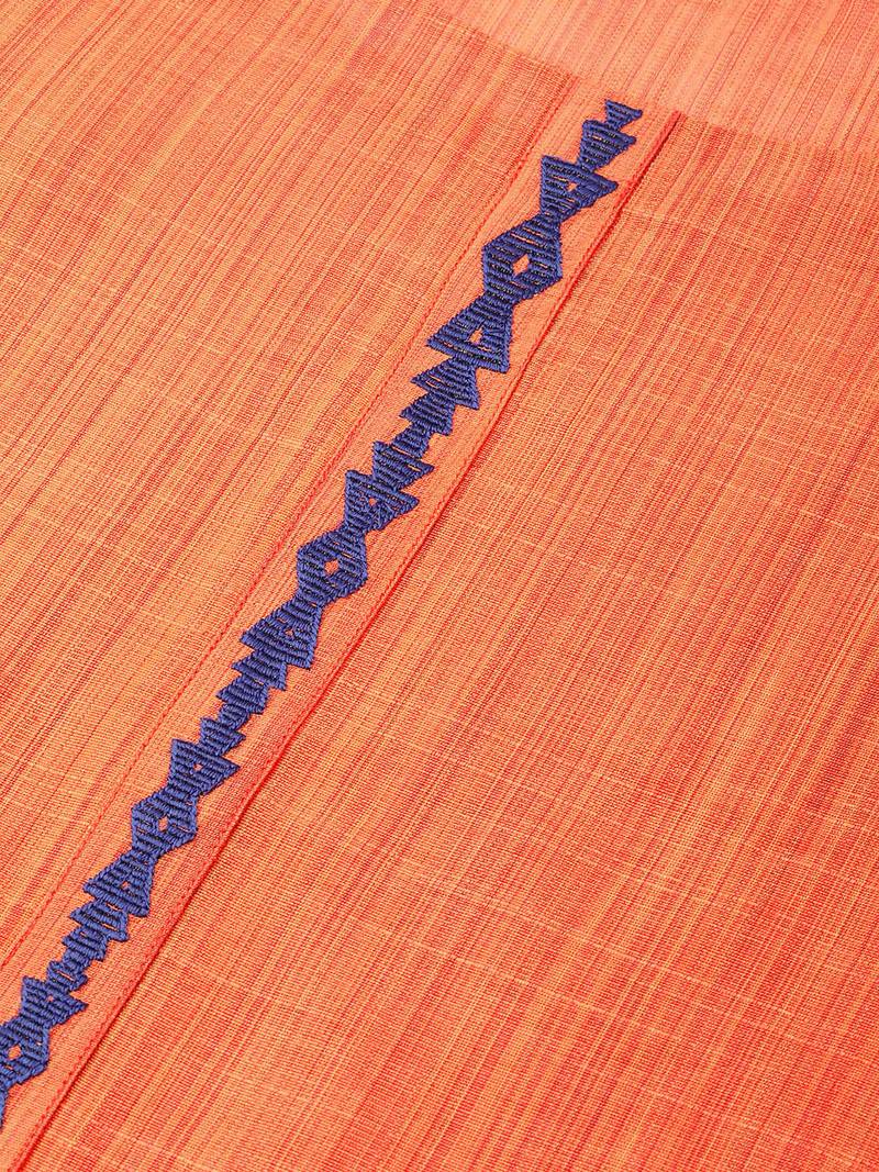 Orange Art Silk plain QUARTER SLEEVE kurti