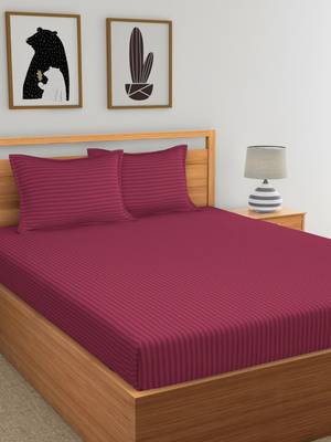 Florida Solid and Plain Pure Cotton Double Bedsheet with 2 Pillow Covers(250CM X 275CM) 1