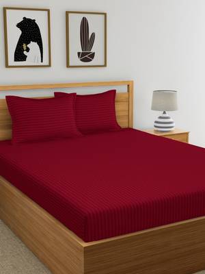 Florida Solid and Plain Pure Cotton Double Bedsheet with 2 Pillow Covers(250CM X 275CM) 1