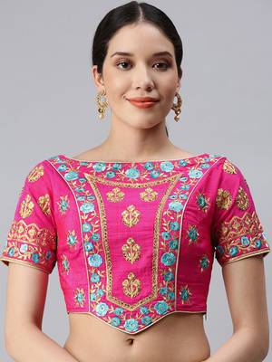 Women's Pink Art Silk Ready Made Blouse 1