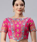 Women's Pink Art Silk Ready Made Blouse