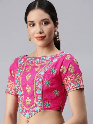 Women's Pink Art Silk Ready Made Blouse 3