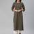 beige and black stripe woven straight kurta with stylized sleeves