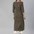 beige and black stripe woven straight kurta with stylized sleeves