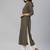 beige and black stripe woven straight kurta with stylized sleeves