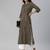 beige and black stripe woven straight kurta with stylized sleeves