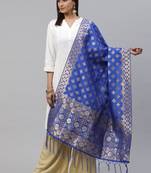 flaher Blue  Golden Woven Design Banarasi Dupatta