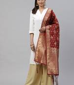 flaher Maroon  Golden Woven Design Banarasi Dupatta